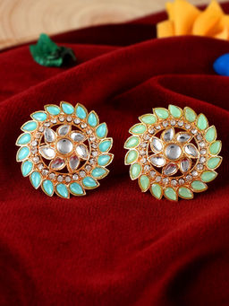 Silvermerc Designs - Gold Plated Enamelled Kundan Wedding Rings (Set of 2)