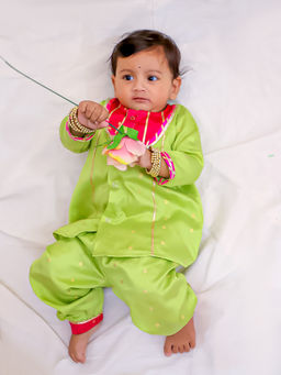 BownBee - Girls Green Ethnic Kurta and Salwar