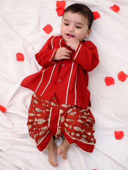 BownBee - Boys Maroon Kurta & Dhoti