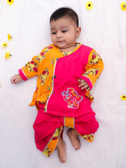 BownBee - Boys Pink Kurta & Dhoti