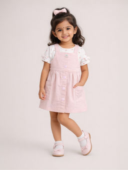 Mi Arcus - Girls Pink Pinafore Dress and T-shirt