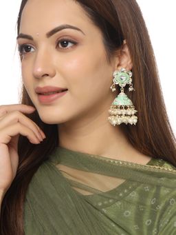 VIRAASI - Ethnic Meenakari Kundan Jhumka Earrings