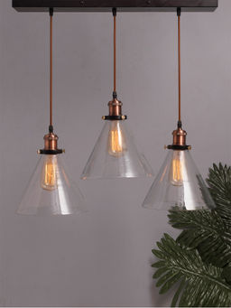 Homesake - Linear Chandelier Glass Cone Light Copper