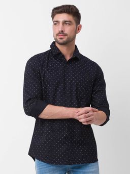 Spykar - Black Cotton Full Sleeve Printed Shirt for Men