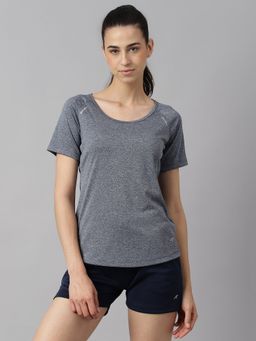 Alcis - Women Grey Heather Anti Static Slim Fit Round Neck Distance Training T-Shirt