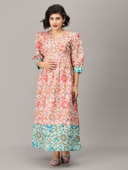 The Mom Store - Neerja Muslin Maternity and Nursing Maxi Dress
