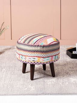 Nestroots - Multicolor Cotton Wooden Ottoman