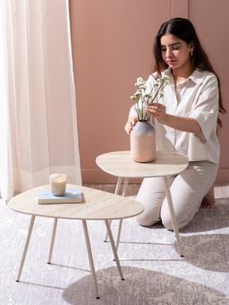 Nestroots - Timeless Travertine Side Table (Pack of 2)