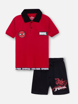 Napchief - Kids Red Marvel Spider-Man Polo T-shirt & Shorts