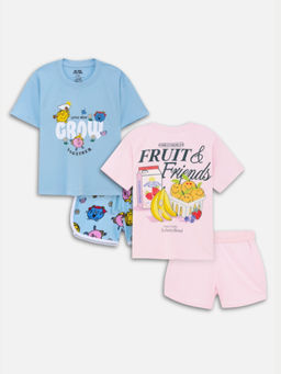 Napchief - Girls Little Miss and Smiley T-shirts & Shorts (Pack of 2)