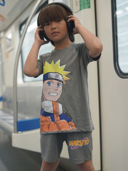 Napchief - Kids Naruto Iconic Grey T-shirt & Shorts