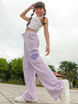 Napchief - Girls Lavender Digital Heart Cargo Trouser