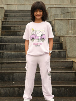 Napchief - Kids Lavender Peanuts Road Trip T-shirt & Joggers