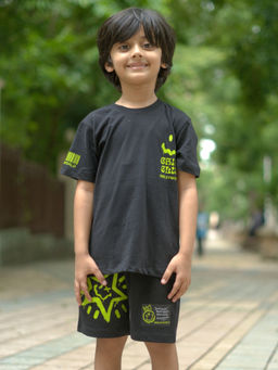 Napchief - Kids Black Neon Chief Club Smileyworld T-shirt & Shorts