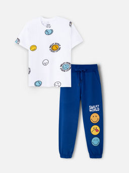 Napchief - Kids White Smiley Classic T-shirt & Joggers