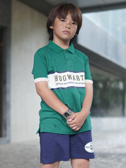 Napchief - Kids Green Hogwarts House Pride Polo T-shirt & Shorts