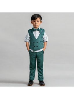 BAD BOYS - Green Wedding Ready Wonder Shirt, Waistcoat, Pant & Bow (Set of 4)