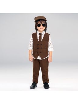 BAD BOYS - Tiny Gentleman Vibes Details Shirt, Waistcoat, Pant, Bow & Cap (Set of 5)