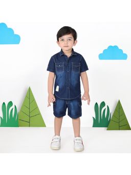 MASHUP - Double Denim Delight Shirt and Shorts (Set of 2)