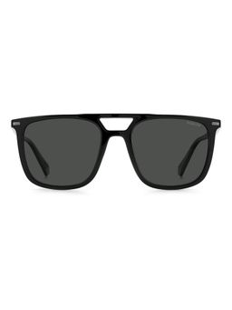 Polaroid - Men UV Protected Polarized Full Rim Grey Lens Rectangle Sunglasses - 20480480753M9 (53)