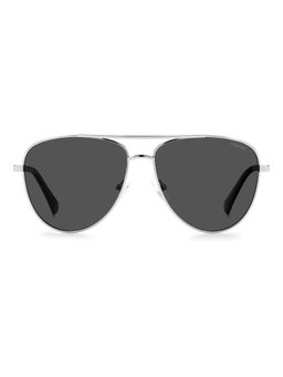 Polaroid - Men UV Protected Polarized Full Rim Grey Lens Aviator Sunglasses - 20480601058M9 (58)