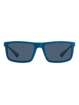 Polaroid - Men UV Protected Polarized Full Rim Blue Lens Rectangle Sunglasses - 205341CLP56C3 (56)