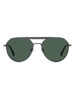 Polaroid - Unisex UV Protected Polarized Full Rim Green Lens Aviator Sunglasses - 206330KJ157UC (57)