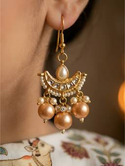Choko - Gold Plated Pearl Embellished Chandbali Earrings (3-12 Years)