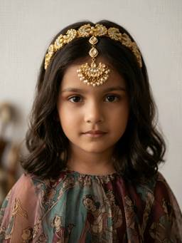 Choko - Pearl Embellished Hairband & Maang Tikka (3-12 Years)