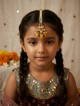 Choko - Gold Plated Floral Pearl Maang Tikka (3-12 Years)