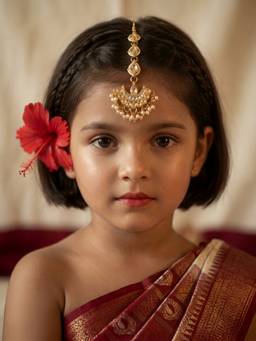 Choko - Gold Plated Crescent Pearl Stone Maang Tikka (3-12 Years)