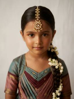Choko - Gold Plated Floral Pearl Embellished Maang Tikka (3-12 Years)