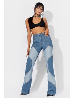 FREAKINS - Blue Reverse Patch Bootcut Jeans