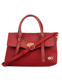 E2O - Red Crocodile Skin Textured Womens Satchel Bag