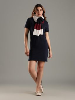 Tommy Hilfiger - Navy Blue Solid/Plain Regular Dress