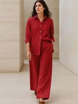 FABULOUS - Red Solid Relaxed Co-Ord Set