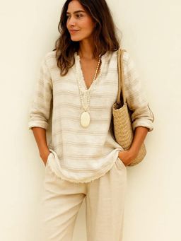 FABULOUS - Cream Solid Relaxed Co-Ord Set