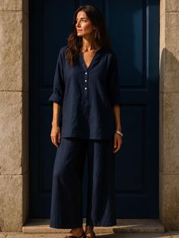 FABULOUS - Blue Solid Relaxed Co-Ord Set