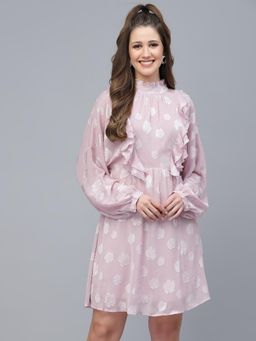 Mafadeny - Lavender Self Design Regular Dress