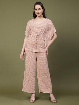 Mafadeny - Peach Printed Regular Co-Ord Set