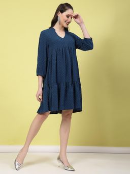 Mafadeny - Blue Polka Dots Regular Dress