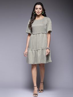Mafadeny - Green Printed Regular Dress