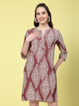 Mafadeny - Brown Printed Regular Dress