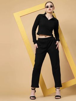 RIGO - Black Solid Regular Co-Ord Set