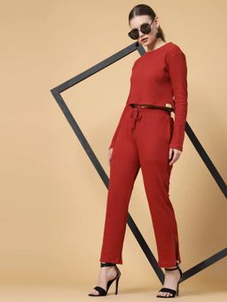 RIGO - Maroon Solid Regular Co-Ord Set