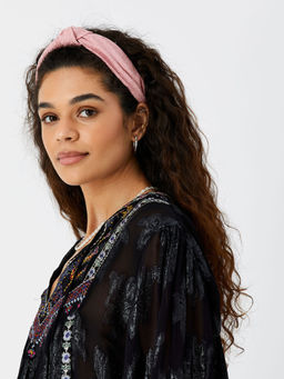 Accessorize London - Womens Pink Crinkle Knot Alice Band