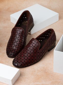 ATESBER - Mens Red Printed Round Toe Party Wear Loafers