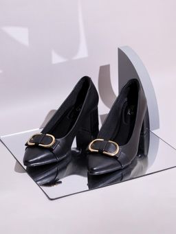 Inc.5 - Womens Black Party Wear Solid Pattern Pointed Toe Pump Heels