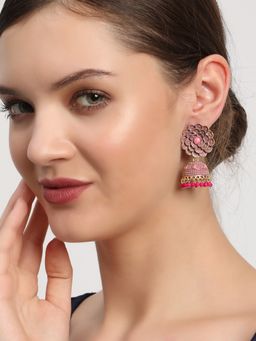 Aatmana - Traditional Gold Plated Enamelled Party Wear Jhumka Earring