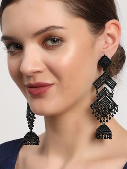 Aatmana - Traditional Black Painted Enamelled Party Wear Earring
